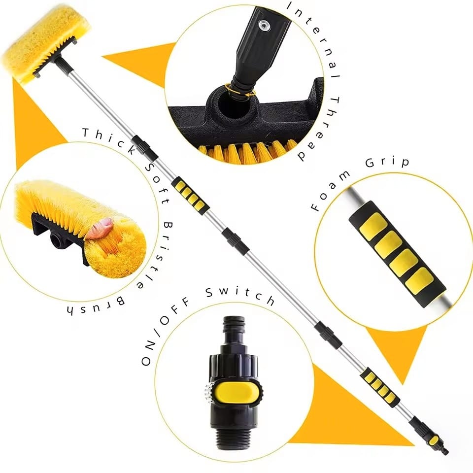 Solar Panel Cleaning Brush with 12 feet Extendable Aluminum Rod with Water System