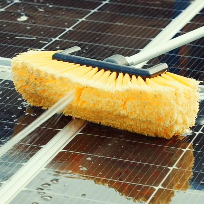Solar Panel Cleaning Brush with 12 feet Extendable Aluminum Rod with Water System