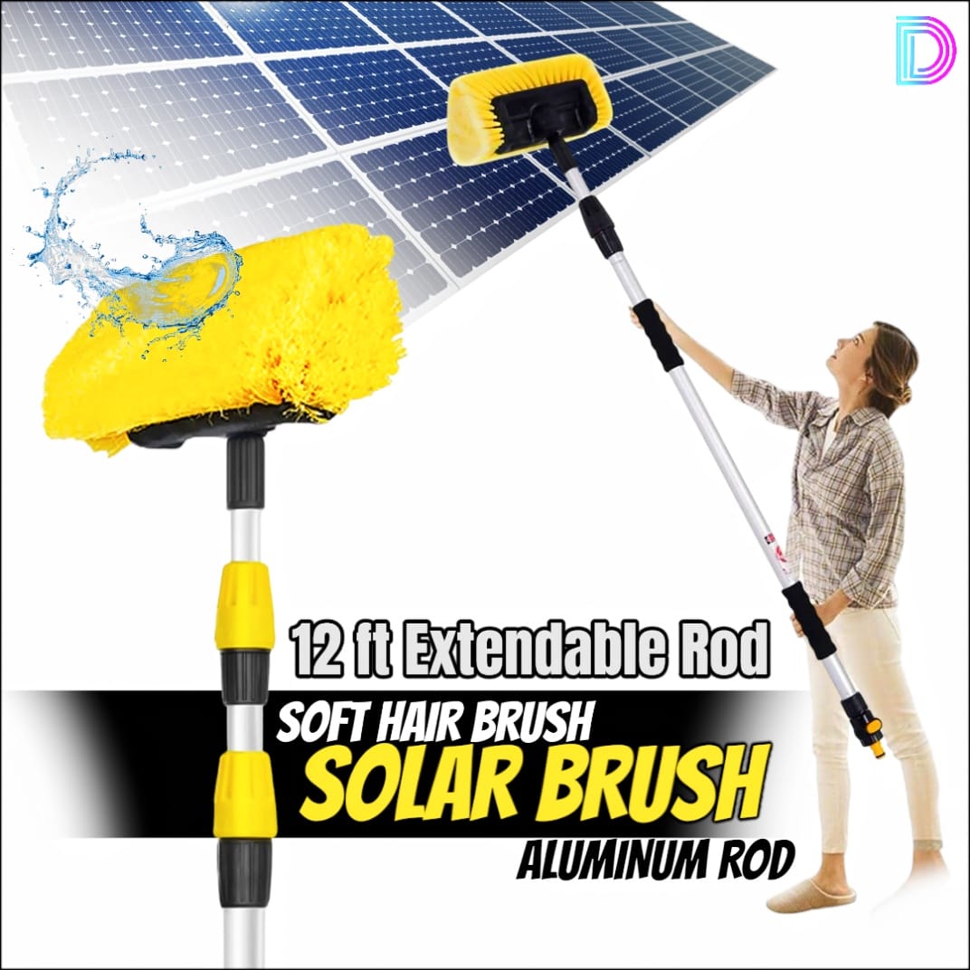 Solar Panel Cleaning Brush with 12 feet Extendable Aluminum Rod with Water System