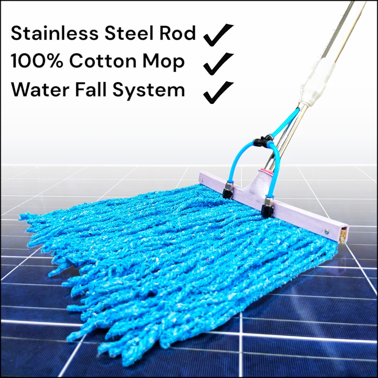 PREMIUM SCRATCH-FREE SOLAR PANEL CLEANING MOP – 20FT STAINLESS STEEL ROD WITH BUILT-IN WATER SYSTEM (AVAILABLE IN 6 SIZES)
