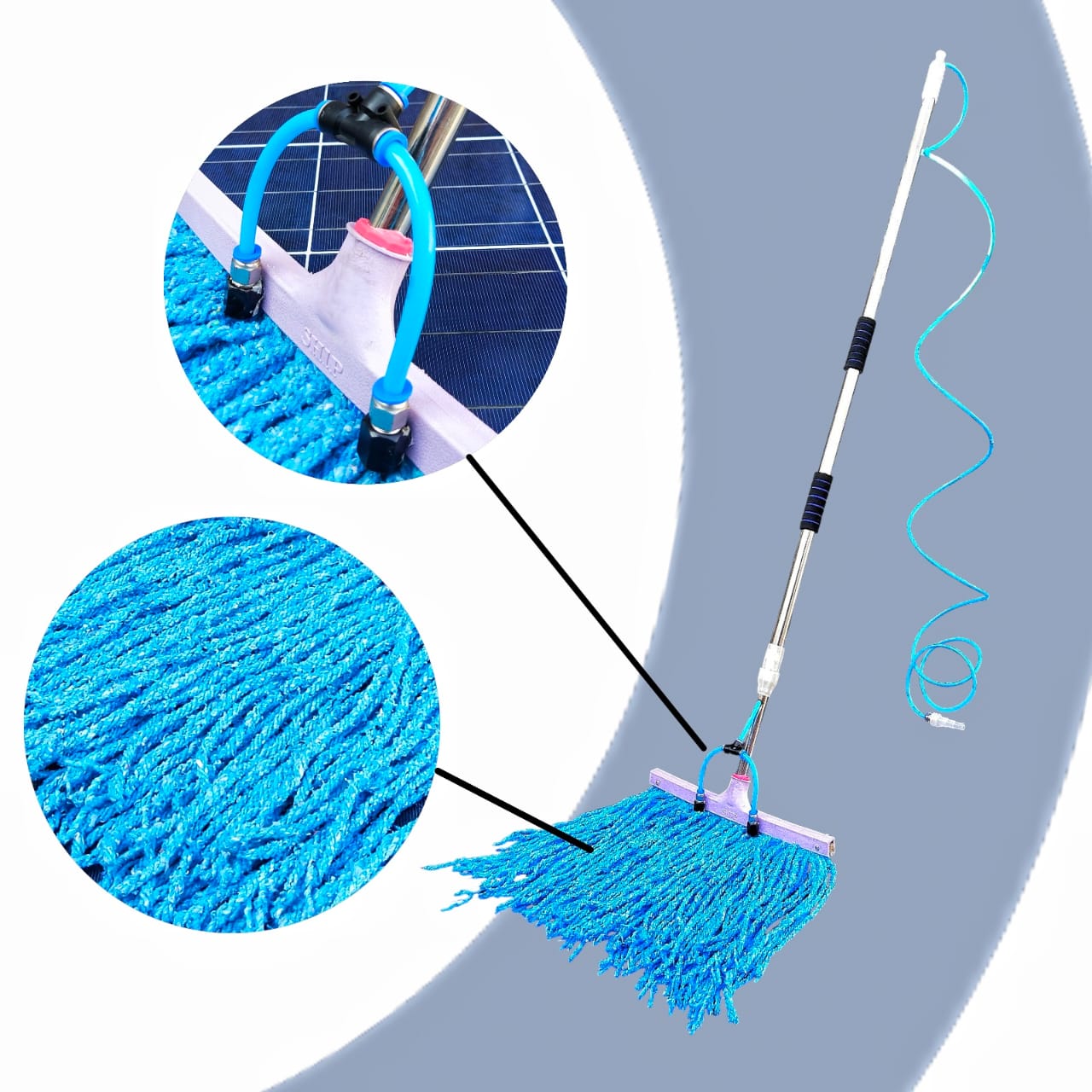 PREMIUM SCRATCH-FREE SOLAR PANEL CLEANING MOP – 20FT STAINLESS STEEL ROD WITH BUILT-IN WATER SYSTEM (AVAILABLE IN 6 SIZES)