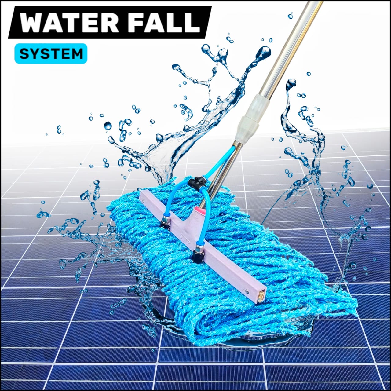 PREMIUM SCRATCH-FREE SOLAR PANEL CLEANING MOP – 20FT STAINLESS STEEL ROD WITH BUILT-IN WATER SYSTEM (AVAILABLE IN 6 SIZES)