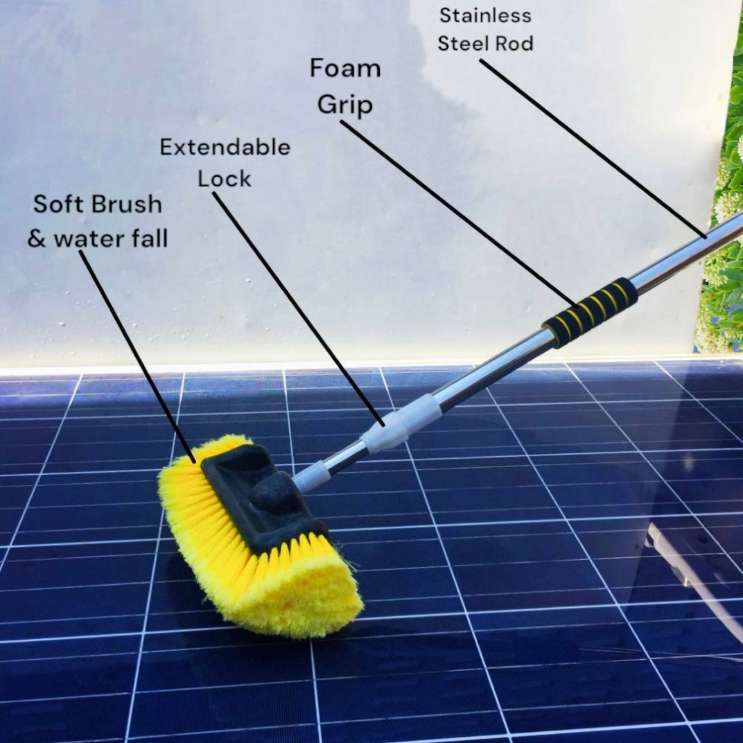 Solar Panels Cleaning Brush with Soft Brush With Stainless Steel Rod added Water system
