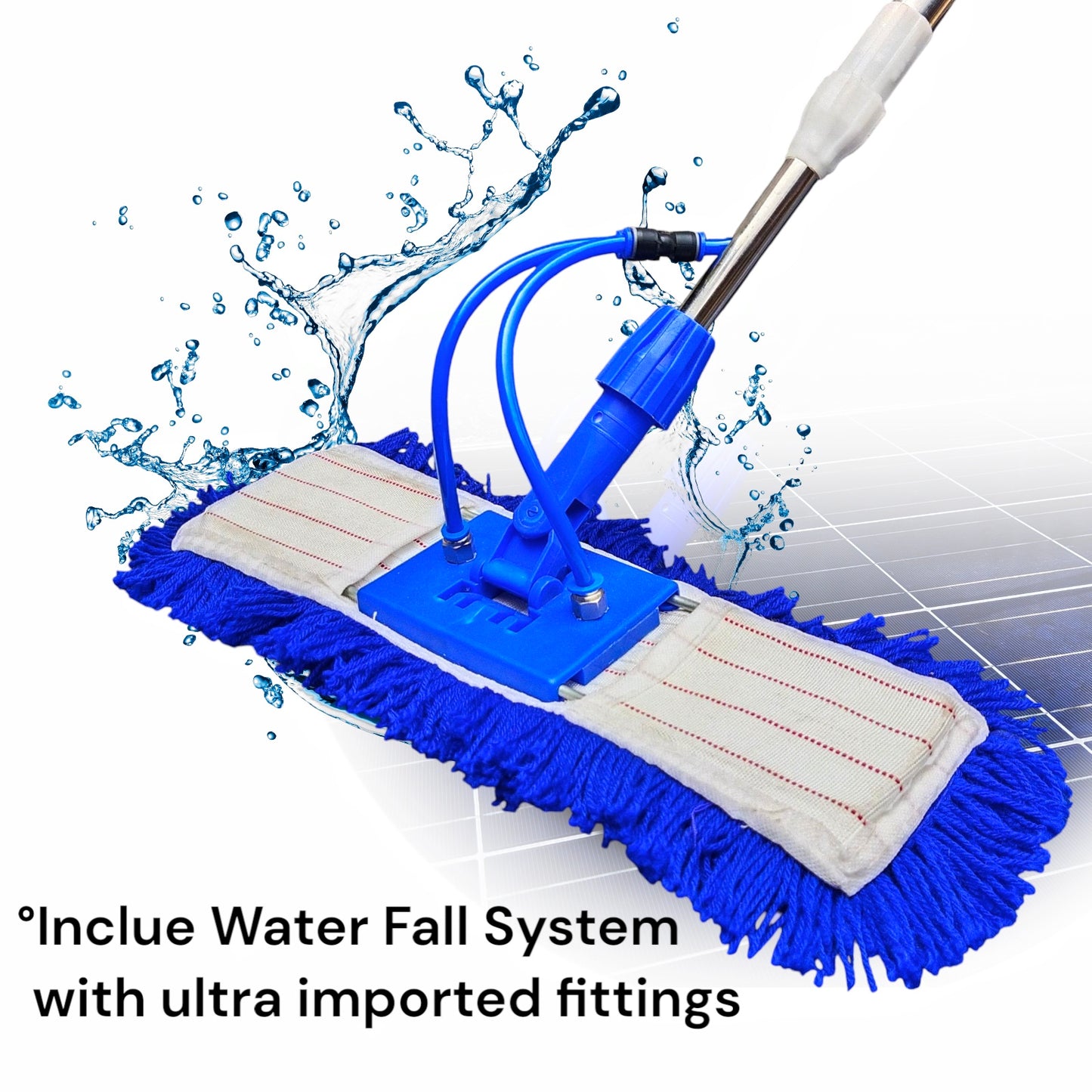 PREMIUM SCRATCH-FREE SOLAR PANEL CLEANING MOP – 20FT STAINLESS STEEL ROD WITH BUILT-IN WATER SYSTEM (AVAILABLE IN 6 SIZES)