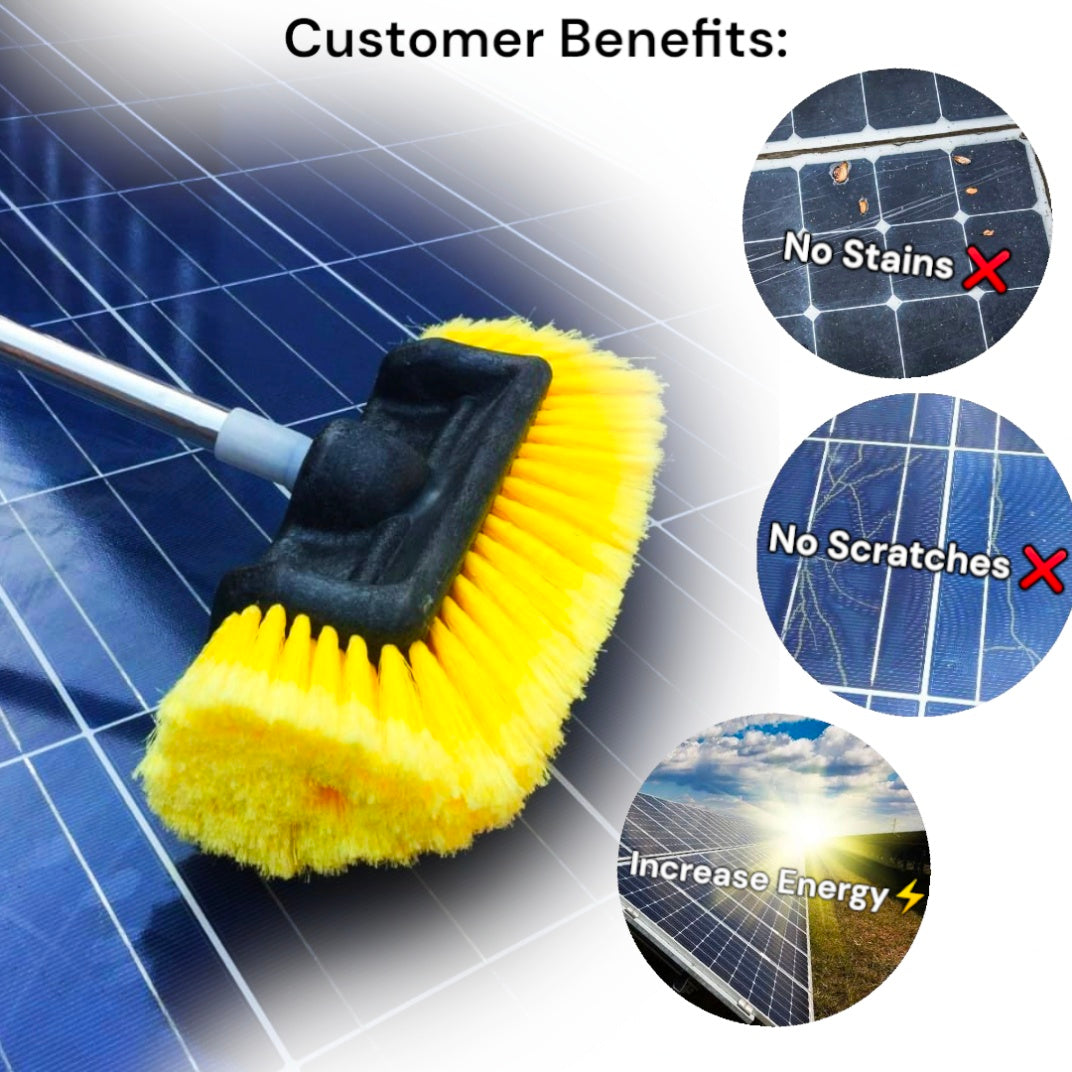 Solar Panels Cleaning Brush with Soft Brush With Stainless Steel Rod added Water system