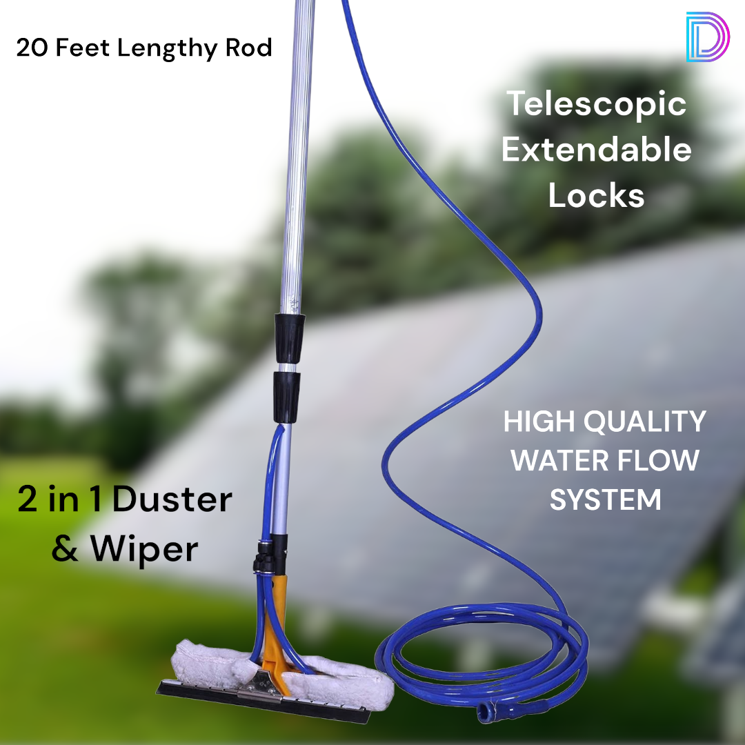 Solar Panels Cleaning 2in1 Microfiber Wiper with 20 feet Aluminum Rod include Water system
