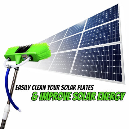 solar panels cleaning Brush with Water system & solar wipe & sponge with Stainless Steel Rod Extendable