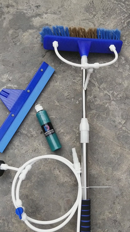 Solar Panels Cleaning Kit with Stainless Steel Rod 8 feet to 20 feet Extendable Rod with Solar Wiper, Shampoo Dispenser, On/Off Switch & Free Gift 200ml Solar Shampoo