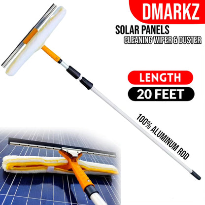 Solar Panels Cleaner with 7ft to 20ft Long Aluminum Extendable Rod with Wiper & Cleaning Duster