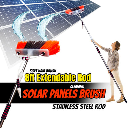 Solar Panels Cleaning Brush with High Quality Ultra Water System & 8 feet to 14 feet Long Extendable Stainless Steel Rod