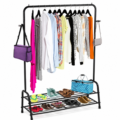Girls Room Setup Clothing Rack & Shoe Organizer | Clothes Stand Wardrobe Organizer for Bedroom